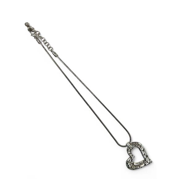 Brighton Pebble Heart Necklace Silver Pendant with 9" inch Chain - Picture 3 of 6